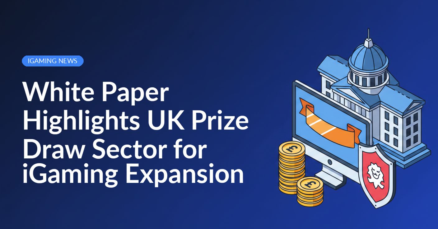 Desktop screen displaying a prize draw banner and coin stacks beside a government building with a shield emblem.