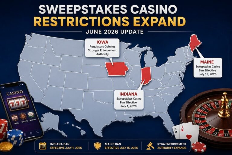 Indiana and Maine Bans Drive Sweepstakes Casino Exits